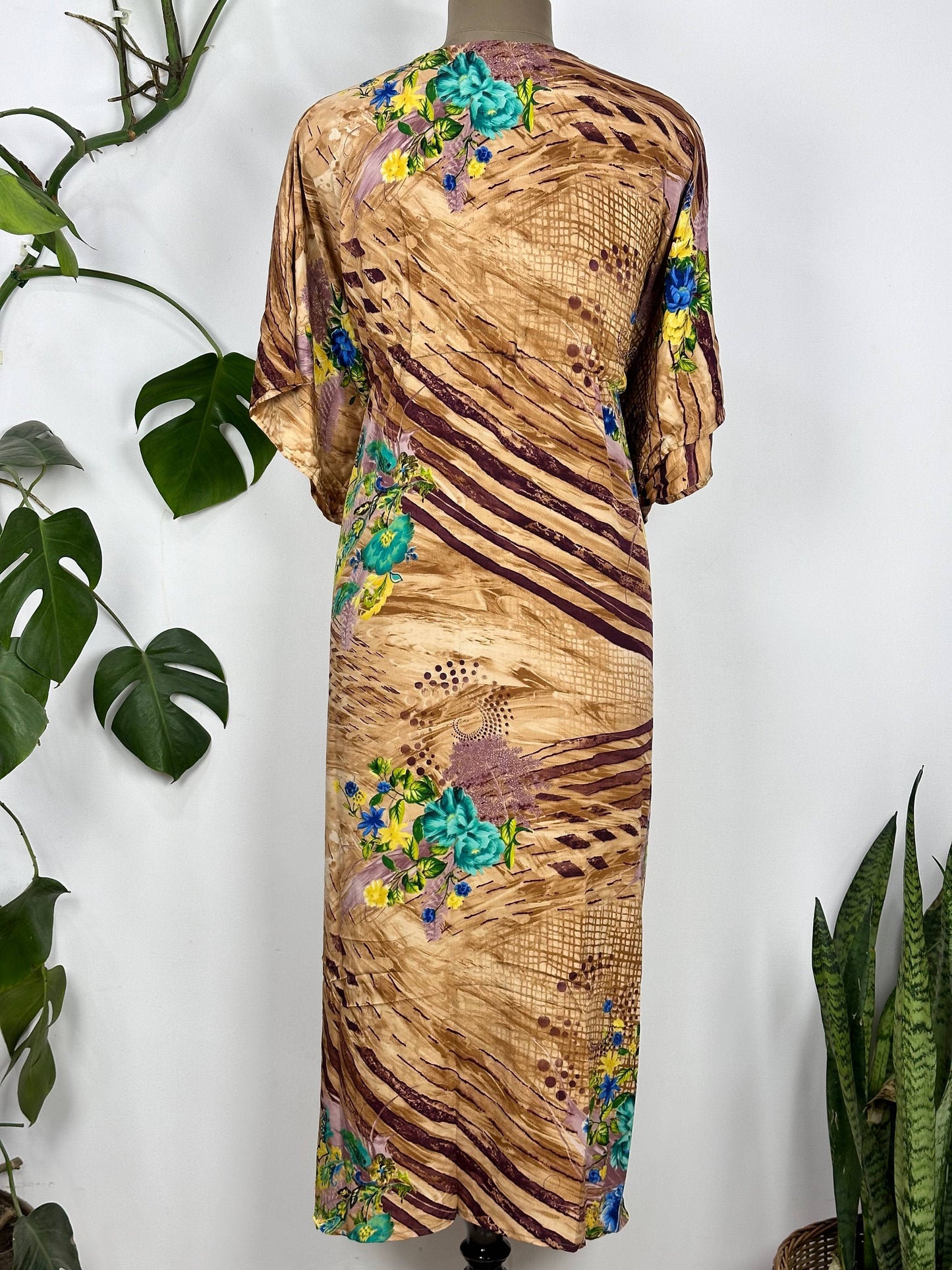 Women Recycle Silk Kaftan Dress, Boho Resort Beach Caftan