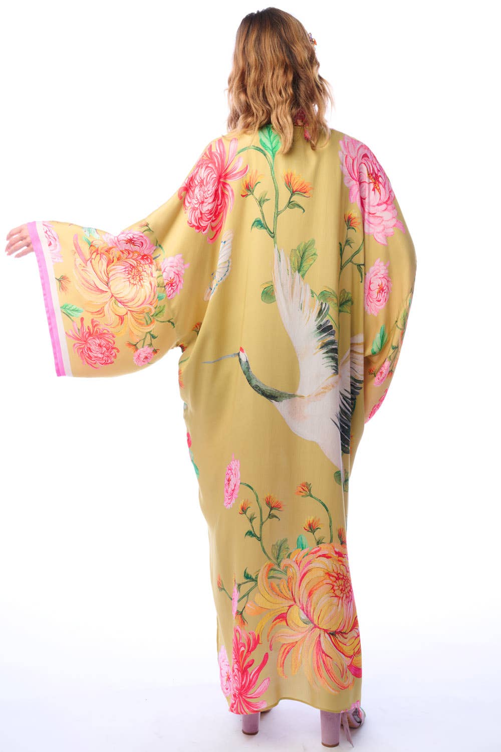 The Legend Of The Crane Maxi Kimono: Mustard / One Size