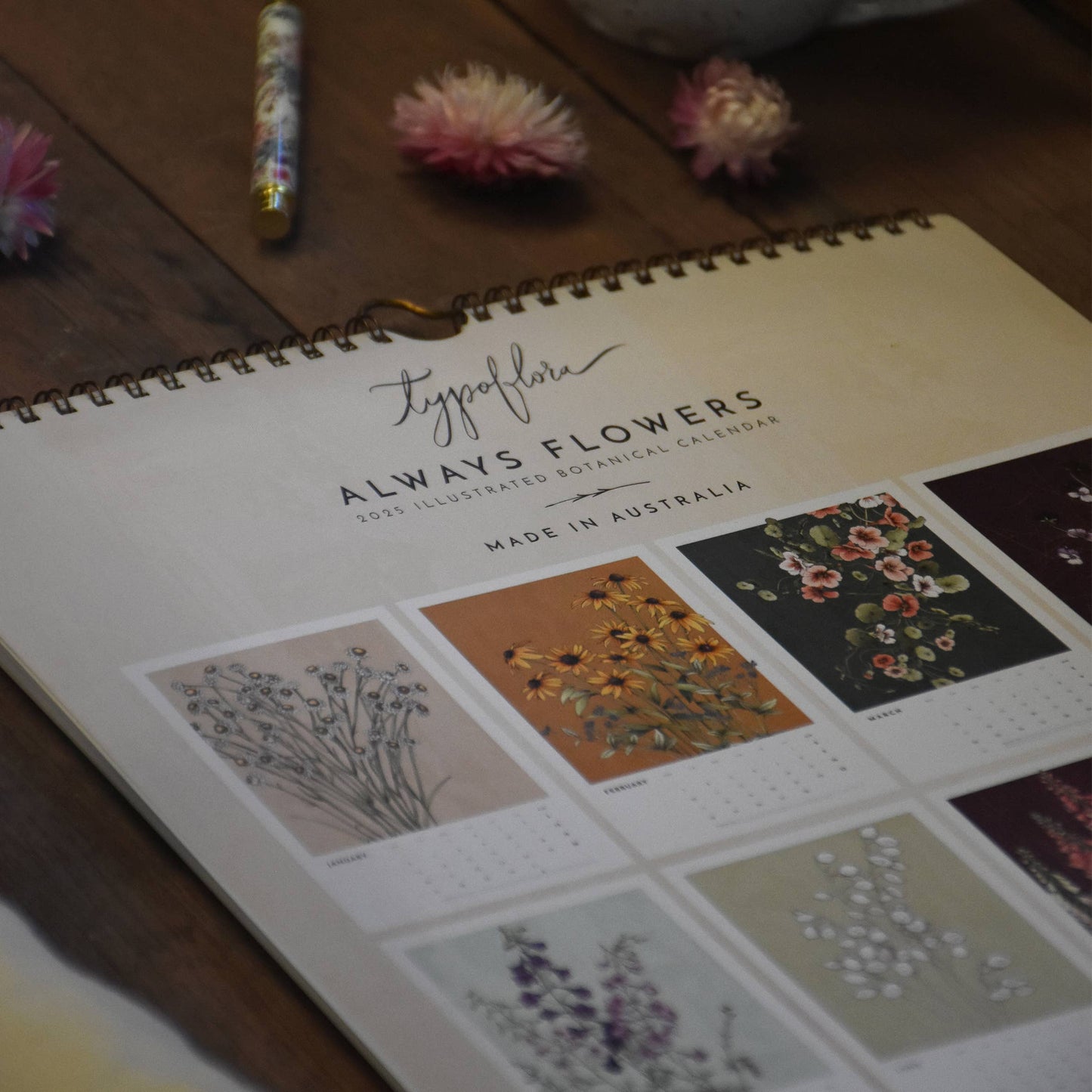 2025 Always Flowers Botanical Wall Calendar