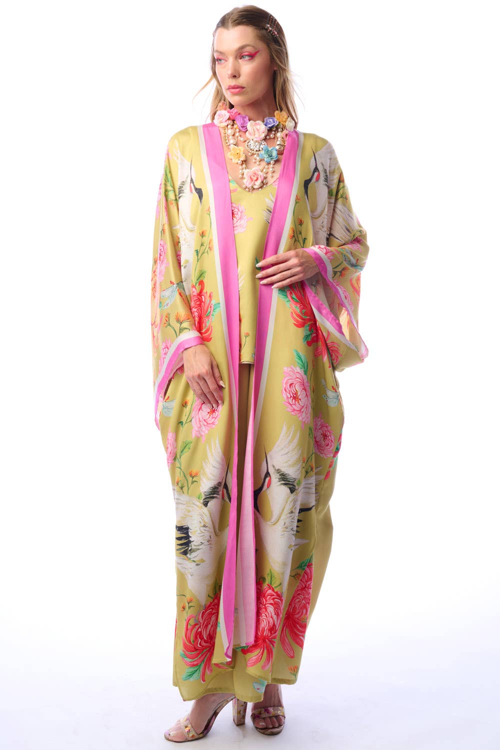 The Legend Of The Crane Maxi Kimono: Mustard / One Size