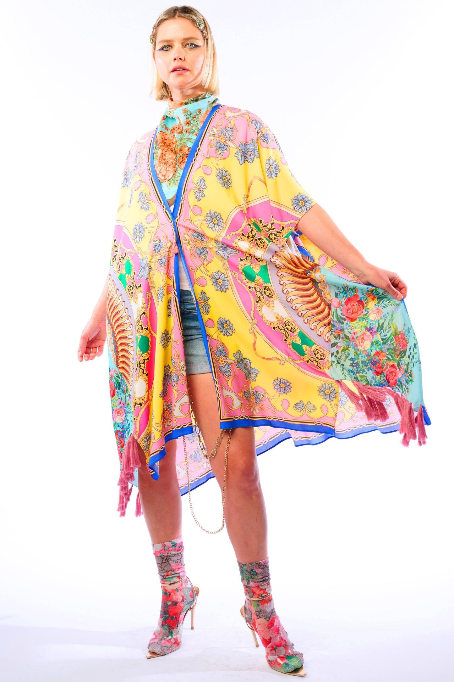 Jianna Kimono: Pink/Yellow Combo / One Size