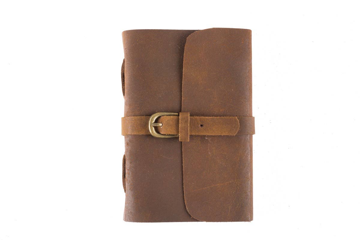 Leather Journal-Buckle-A6: Charcoal / A6-Lined