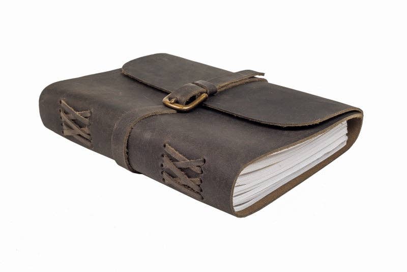 Leather Journal-Buckle-A6: Tan / A6-Lined