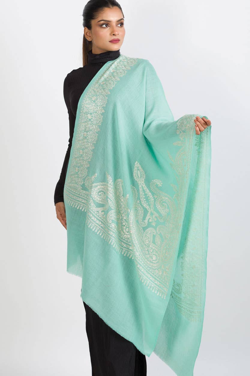 Embroidered Wool Shawl