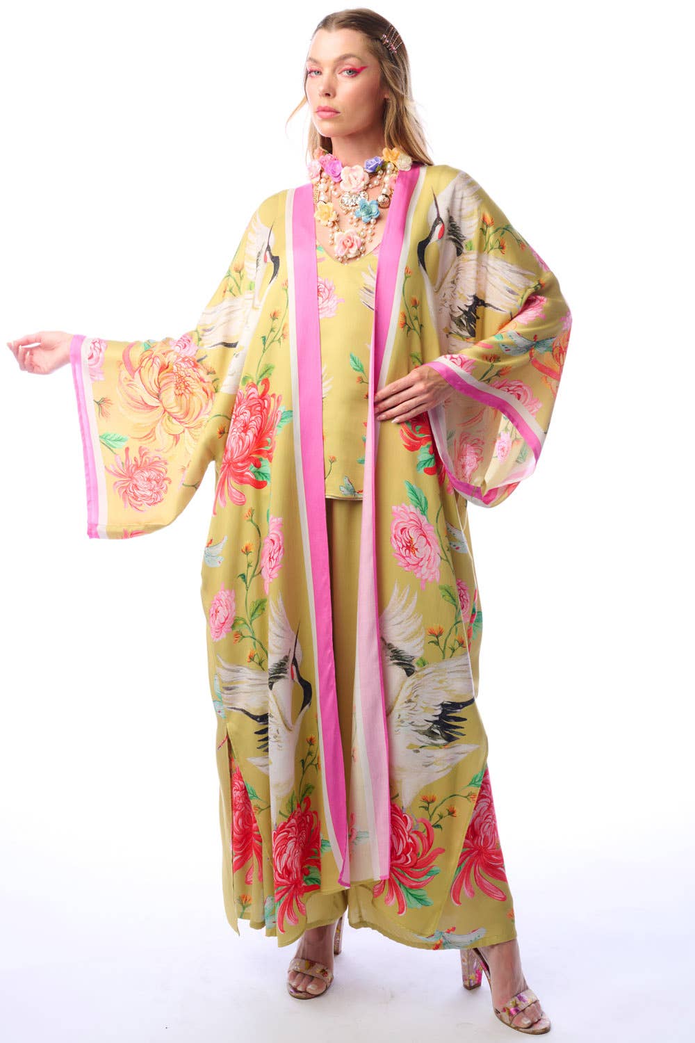 The Legend Of The Crane Maxi Kimono: Mustard / One Size