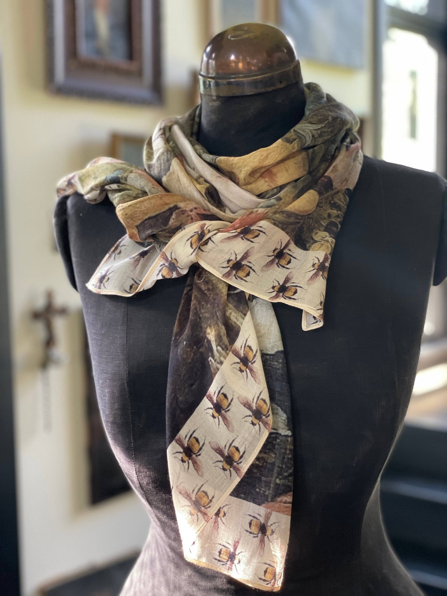 I Dream In Flowers Bohemian Scarf with Bees