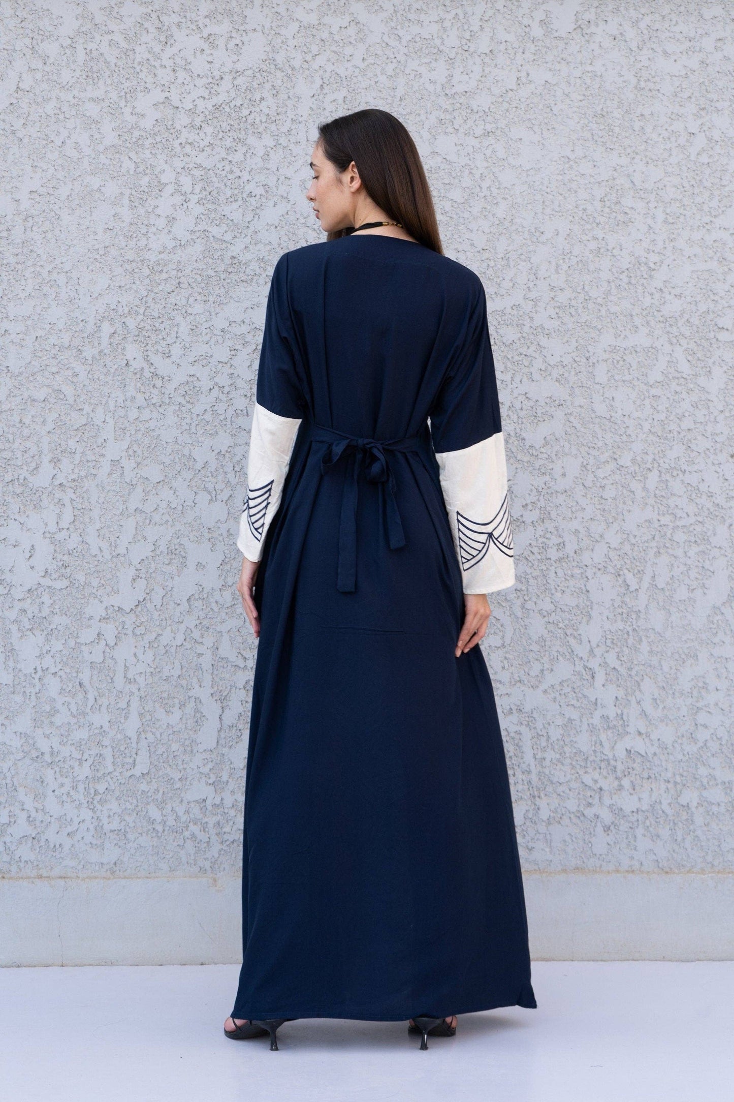 Navy blue White embroidered Kaftan maxi dress, Egyptian Cotton, Made in Egypt, Kaftan maxi, Cotton caftan women, caftan, Chic embroidered caftan, Egyptian cotton Size fits S/M/L