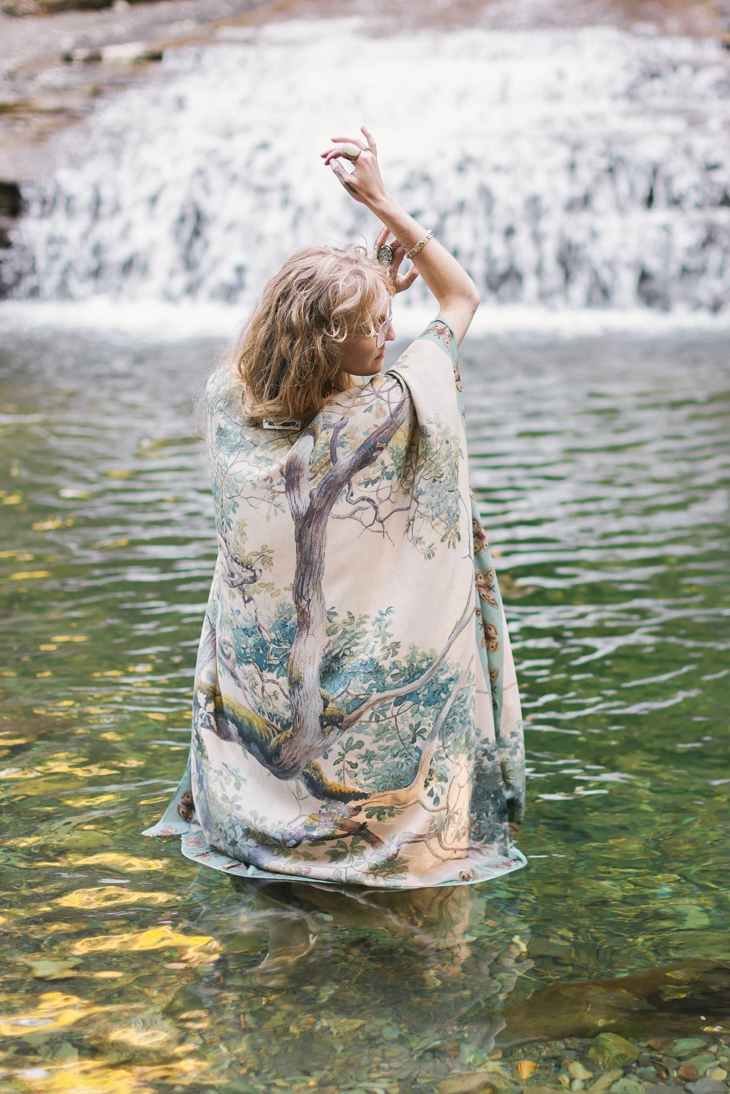 Earth and Sky Bohemian Goddess Starduster Kimono w/Trees