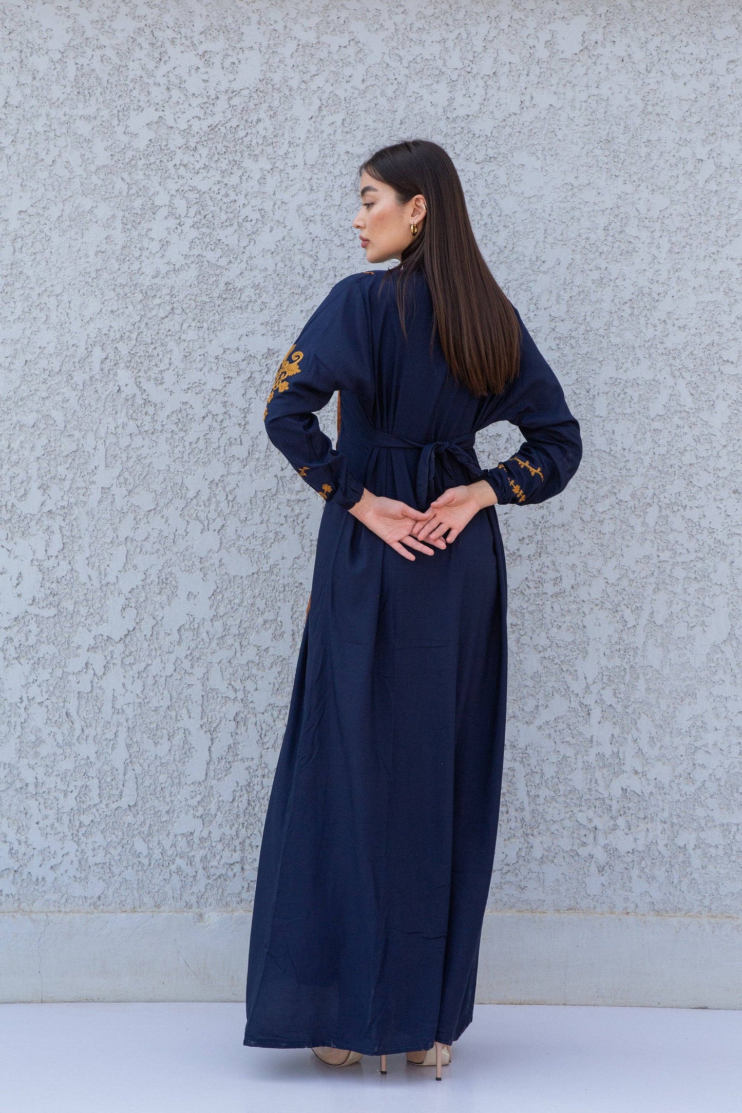 Beautiful navy blue embroidered Kaftan maxi dress, Egyptian Cotton, Made in Egypt, Kaftan maxi, Cotton Kaftan women, Kaftan, Chic embroidered Kaftan, Egyptian cotton: One Size fits S/M/L
