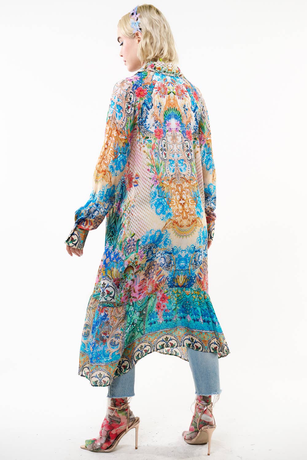 Sophia Dress: Blue/rust combo / S