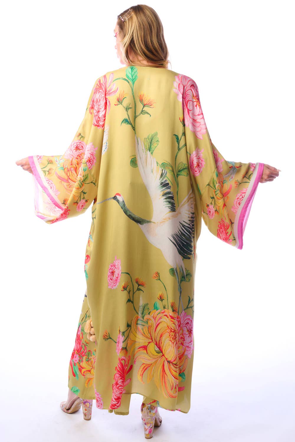 The Legend Of The Crane Maxi Kimono: Mustard / One Size