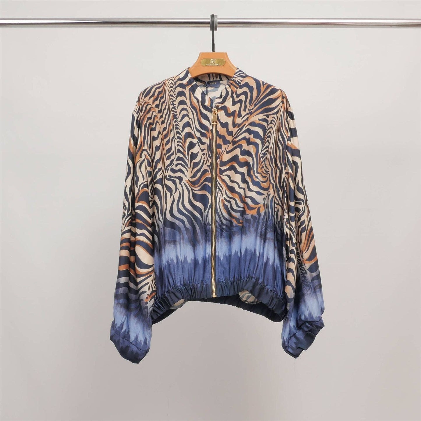 Italian jacket with gradient zebra print: Navy Blue- Size S to M