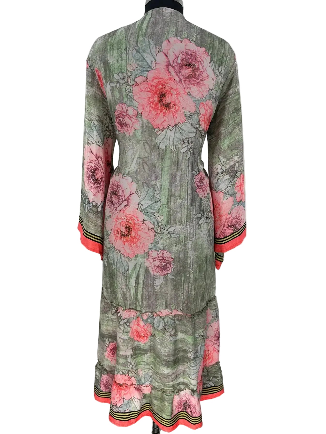 Recycle Silk Kimono Flowy Gown House Robe Boho Beach Coverup