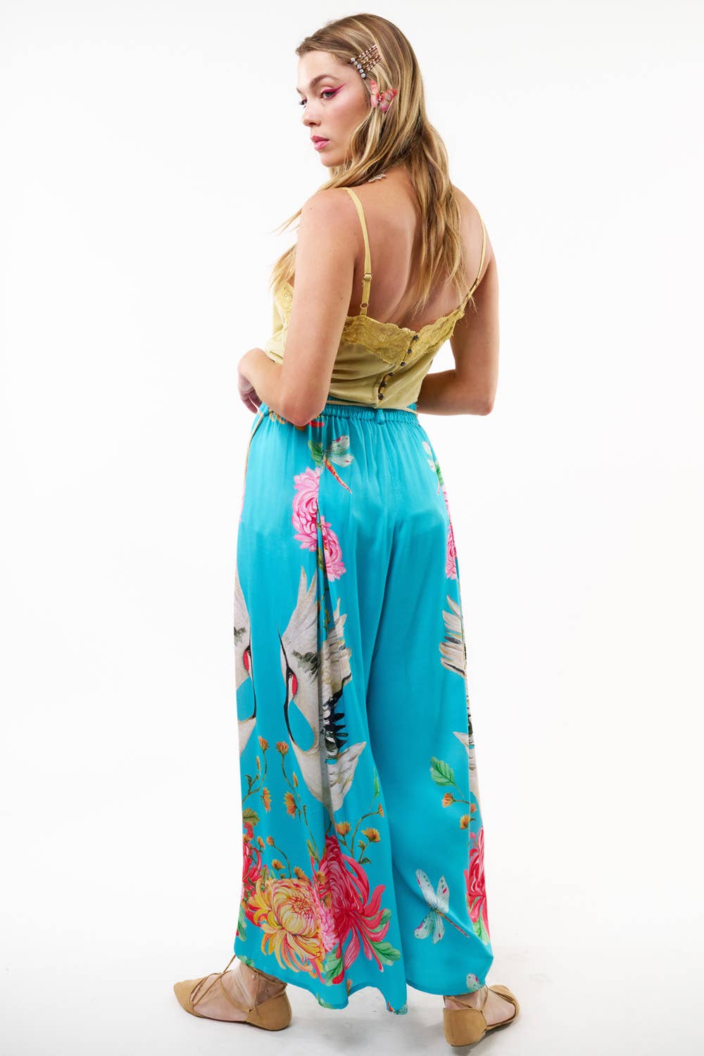 The Legend of the Crane Pants: Teal Crane / Small