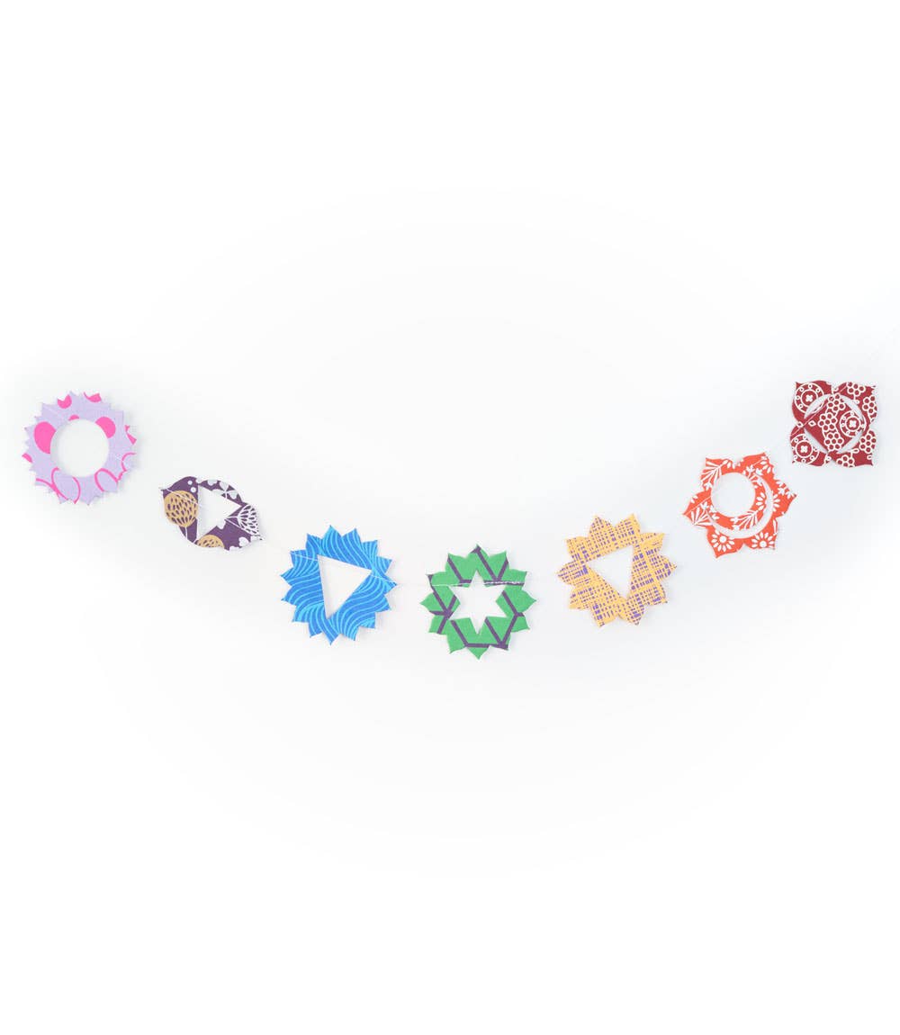 Chakras Recycled Paper Garland-Eco Friendly Tree-Free Decor