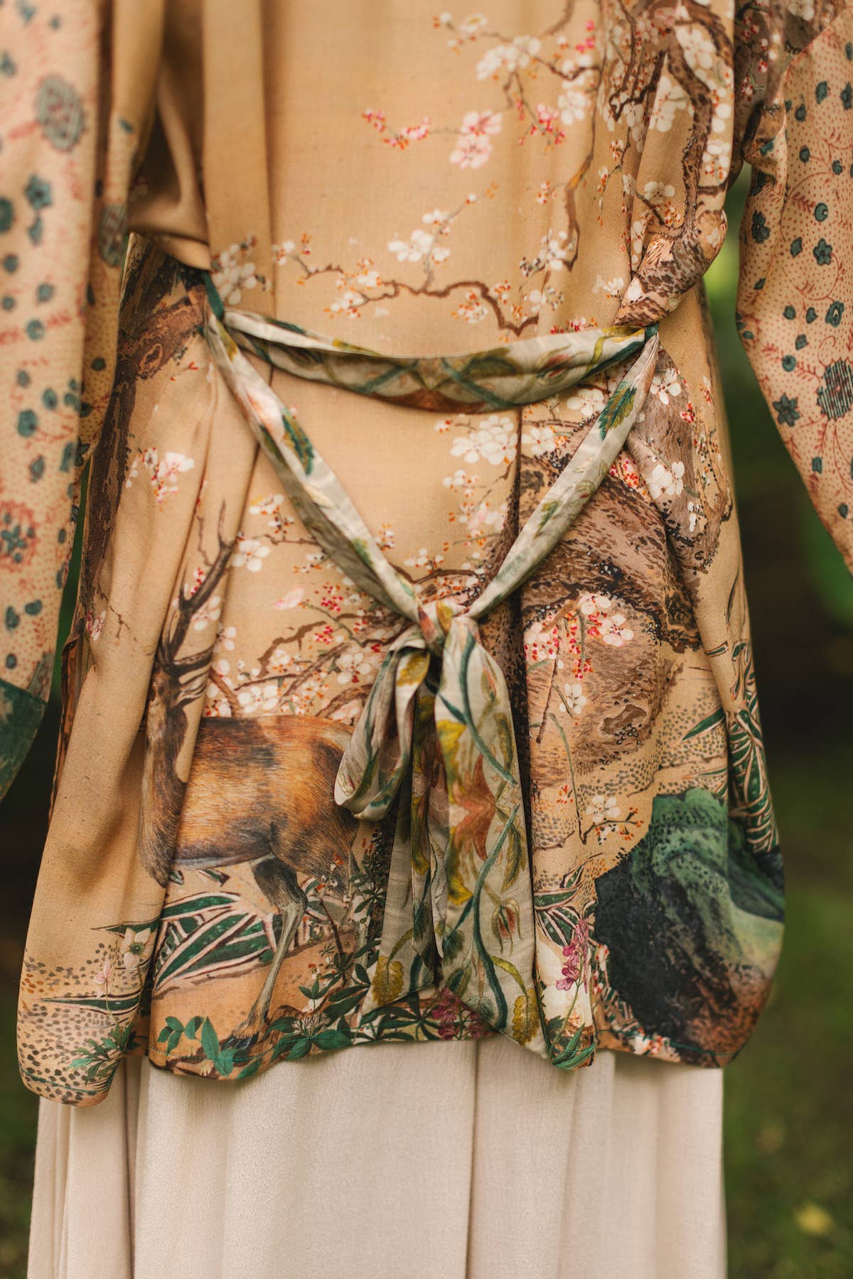 Fable Matinée Duster Kimono w/Blossoms, mid-length