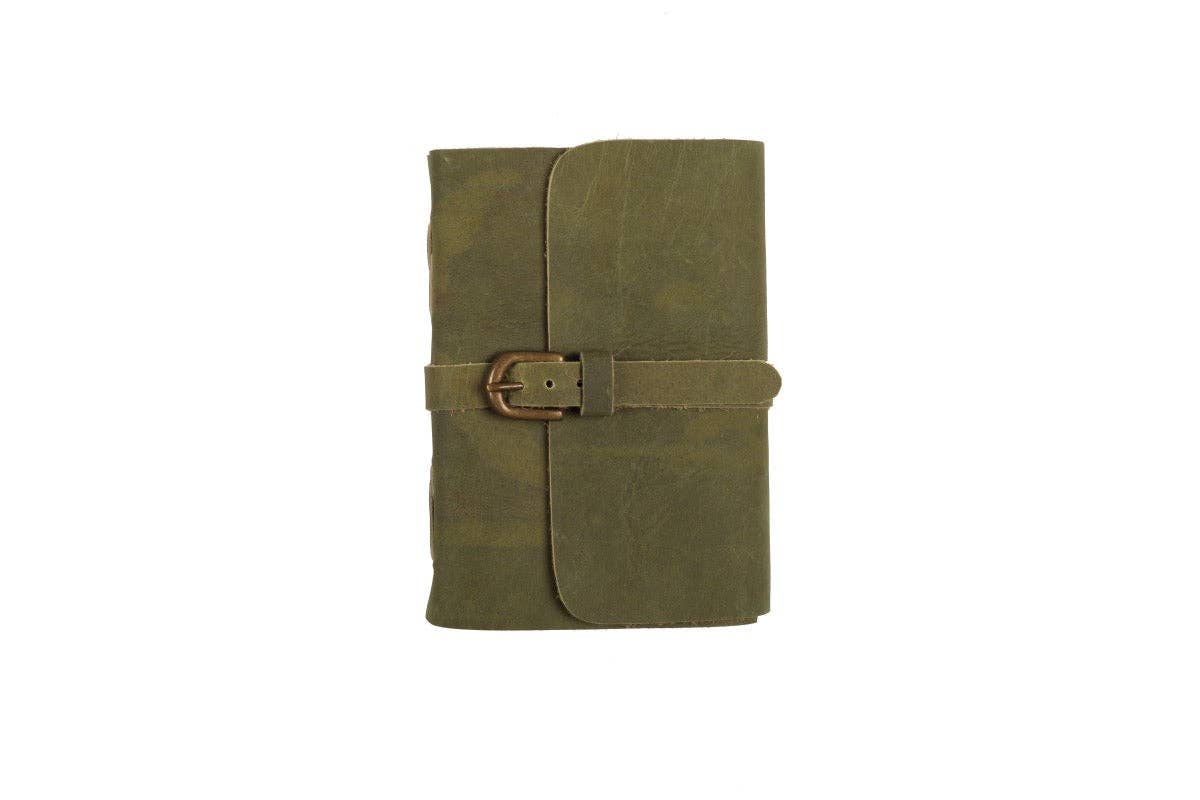 Leather Journal-Buckle-A6: Charcoal / A6-Lined