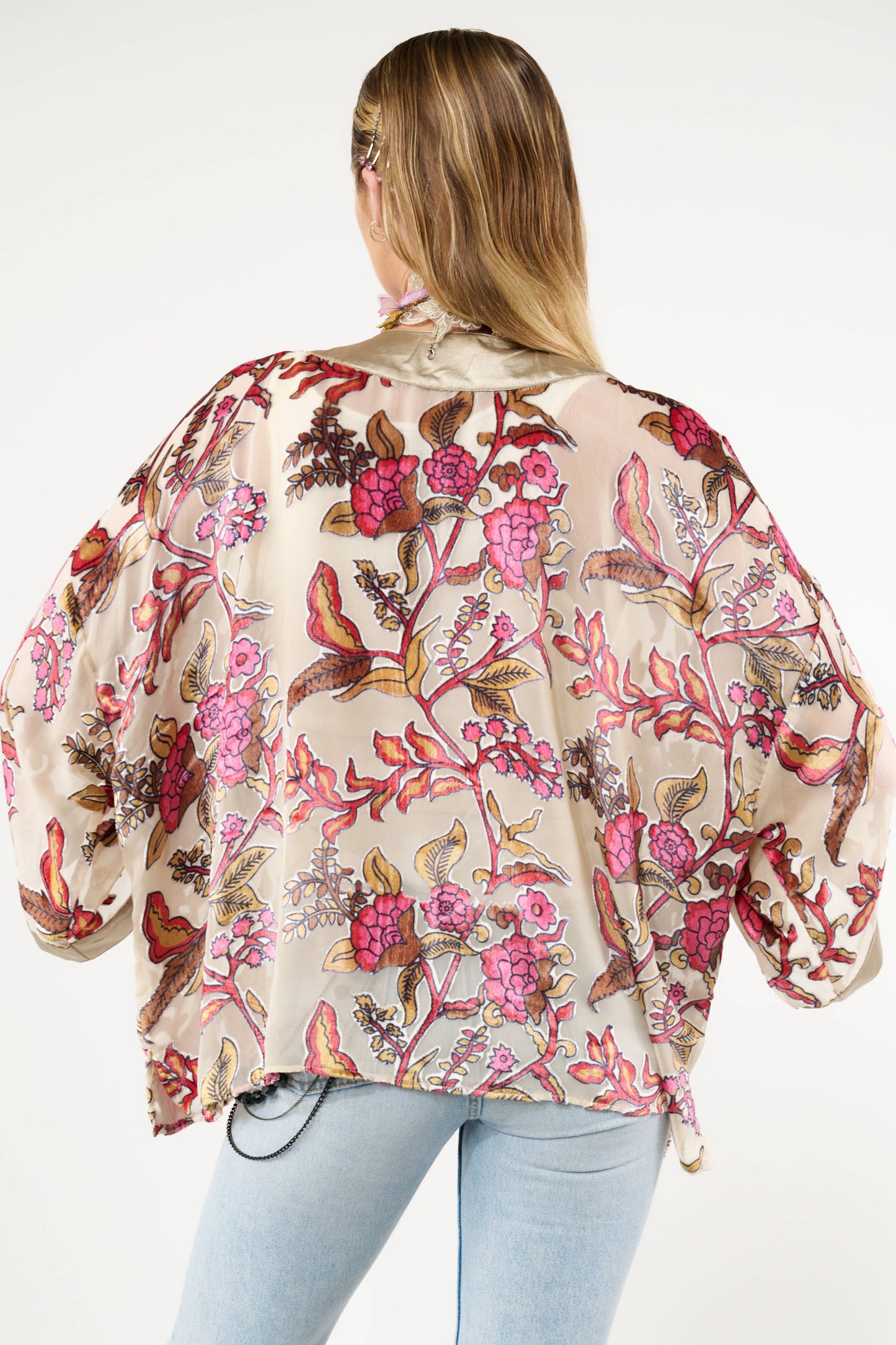 Holiday Jewels Burnout Velvet Kimono / Jacket : Ivory / One Size