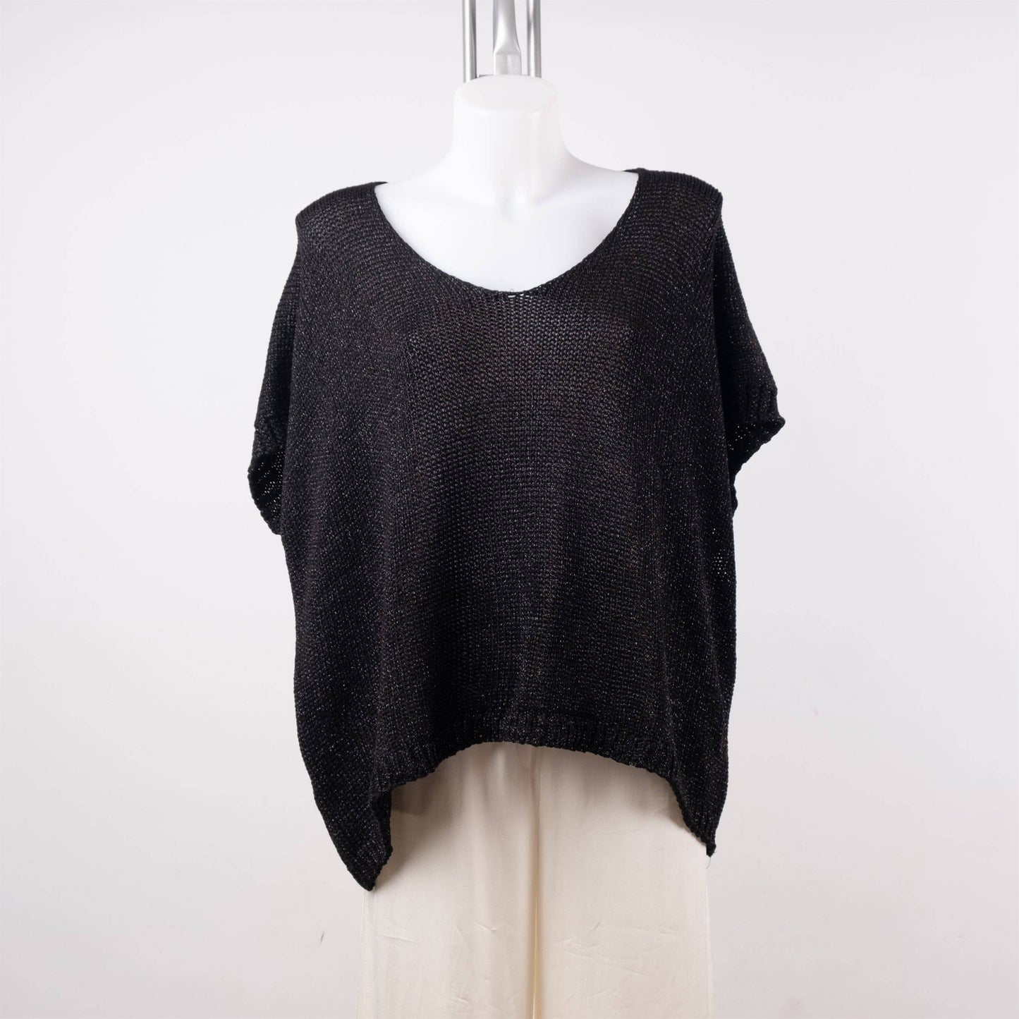 Shiny Metallic knit top in Ice Blue, Made in Italy- Size M to L