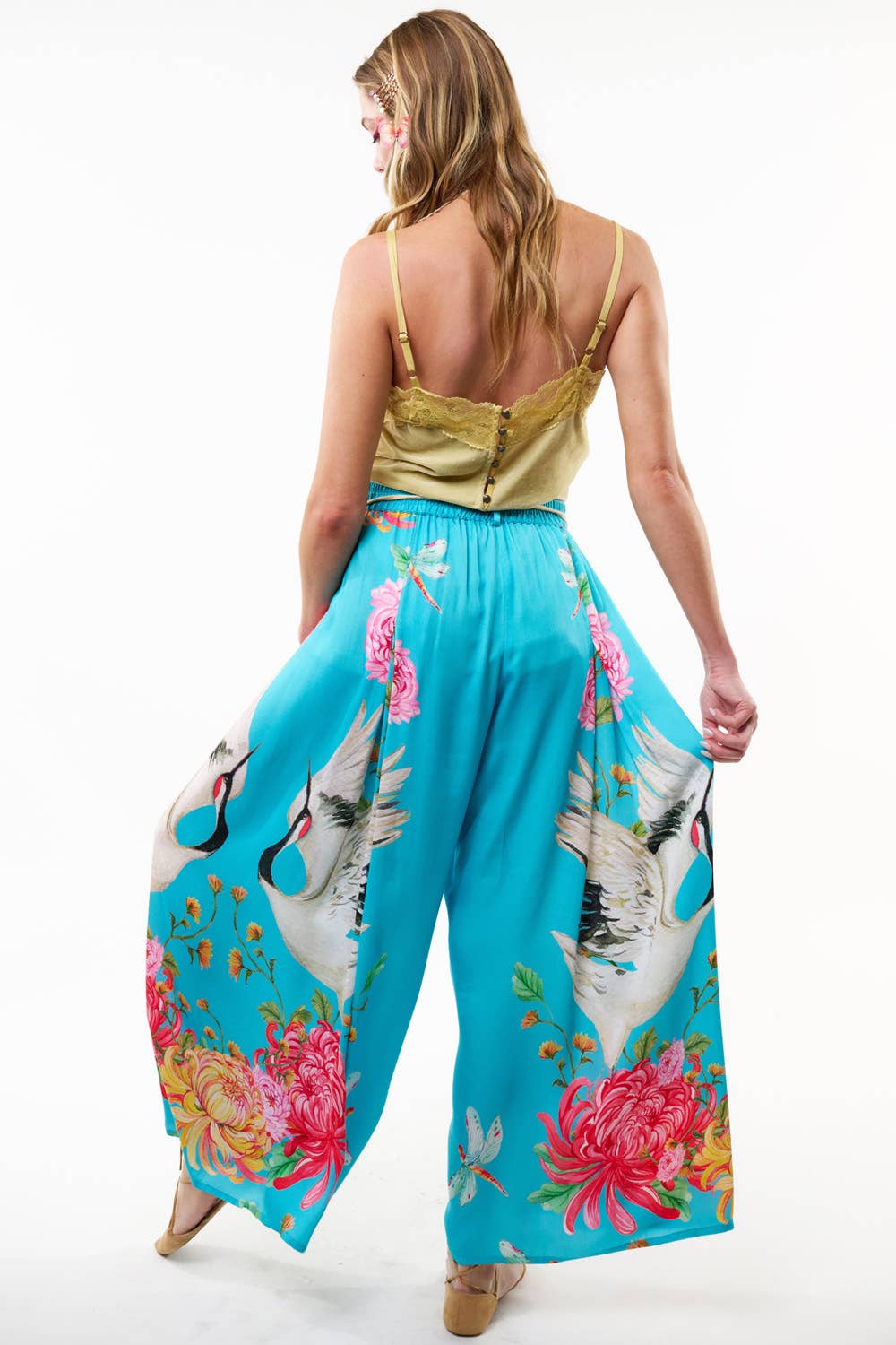 The Legend of the Crane Pants: Teal Crane / Small