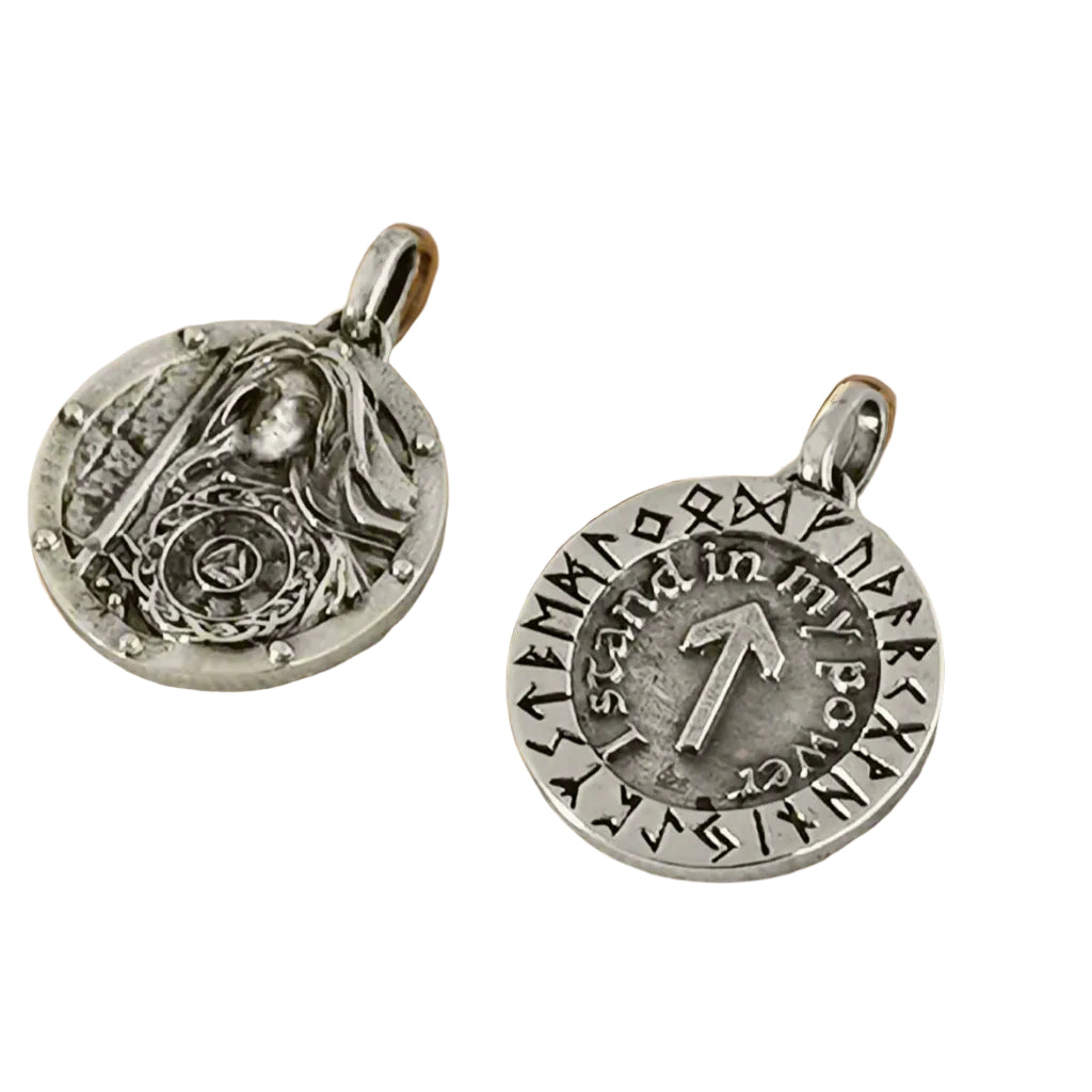 WARRIOR WOMAN STERLING SILVER MEDALLION with 45cm Chain