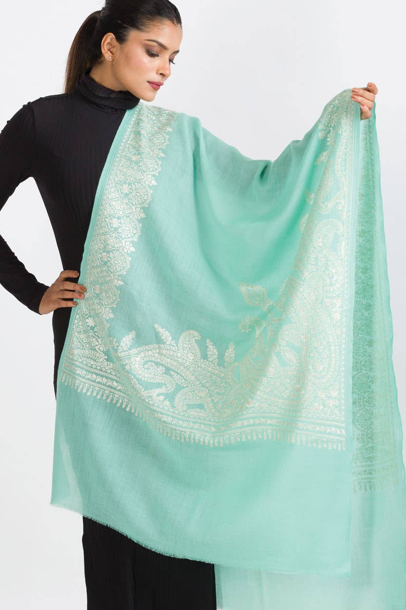 Embroidered Wool Shawl