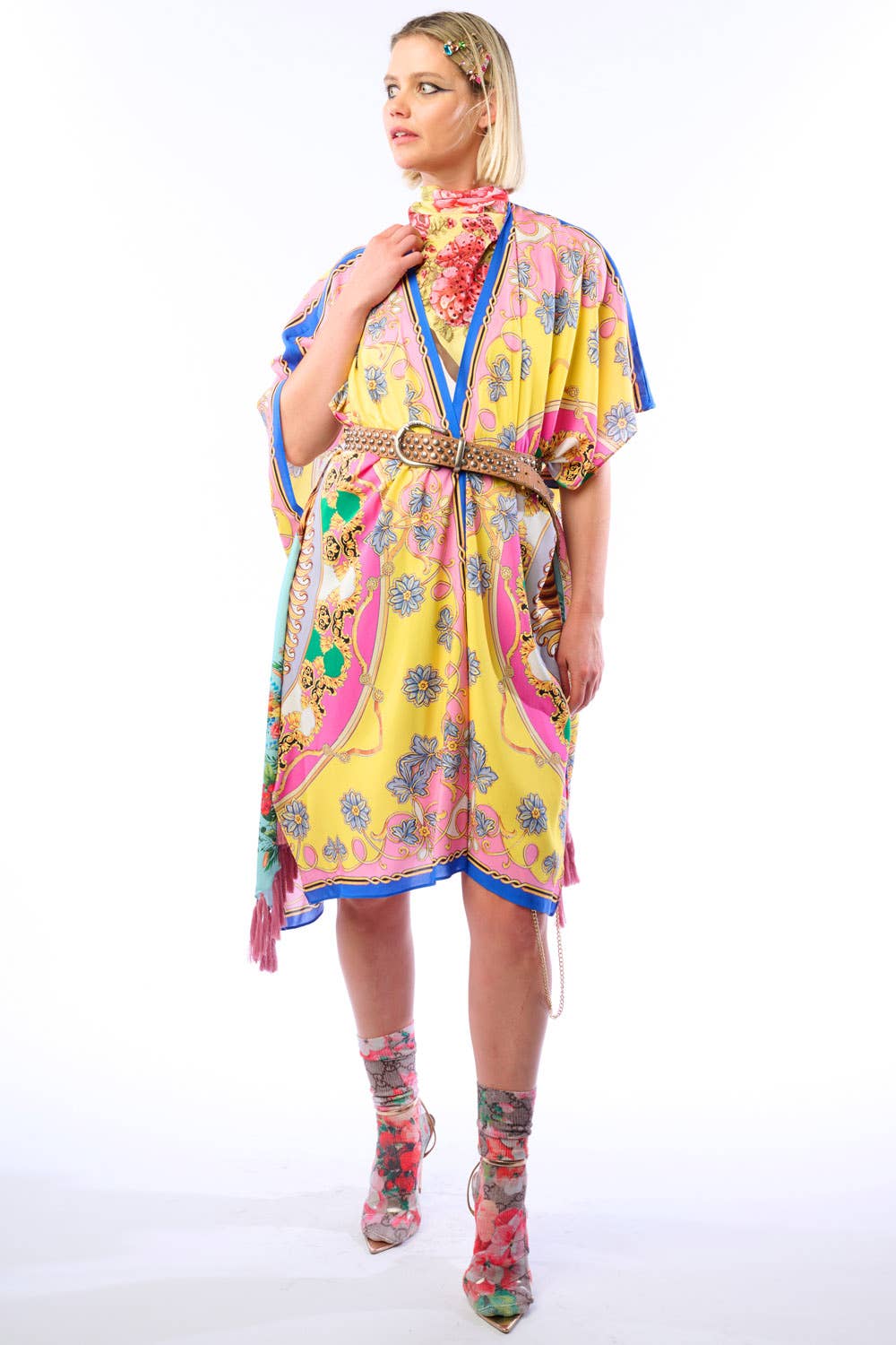 Jianna Kimono: Pink/Yellow Combo / One Size
