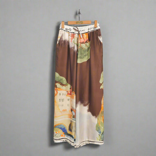 Wide leg Print pants in viscose/silk- made in Italy