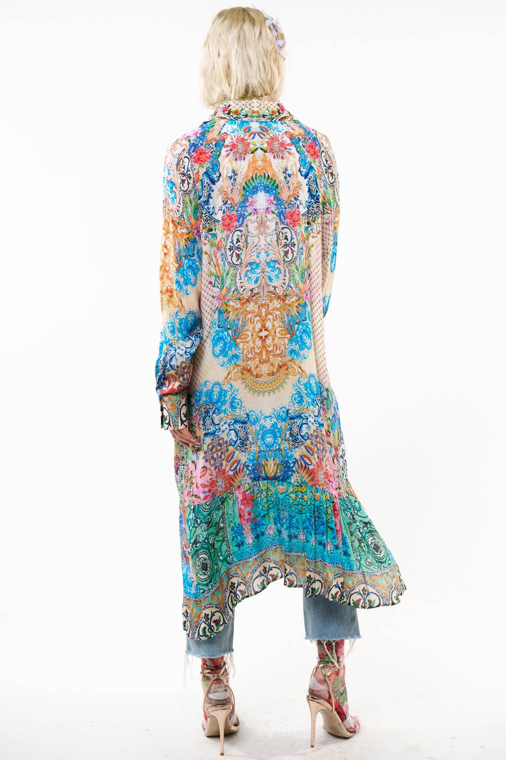 Sophia Dress: Blue/rust combo / S