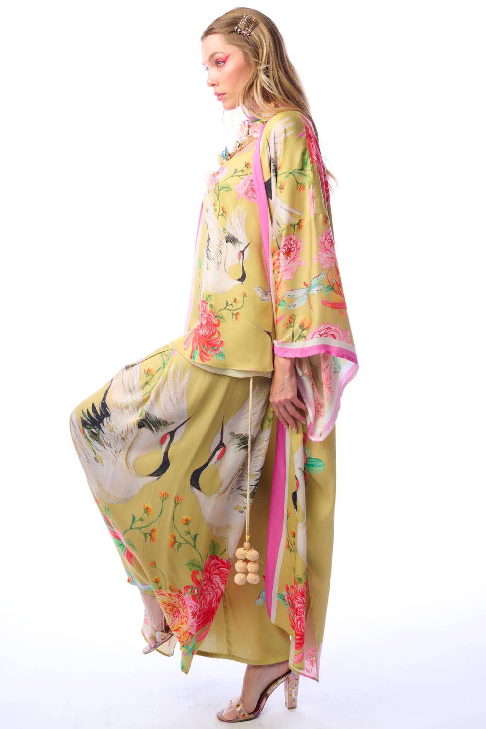The Legend Of The Crane Maxi Kimono: Mustard / One Size