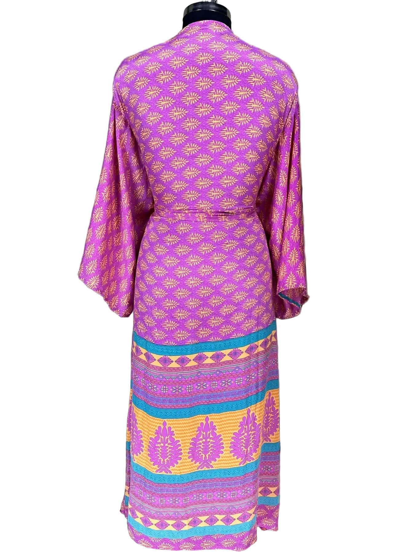 Boho Kimono Recycle Silk Beach Coverup - One Size