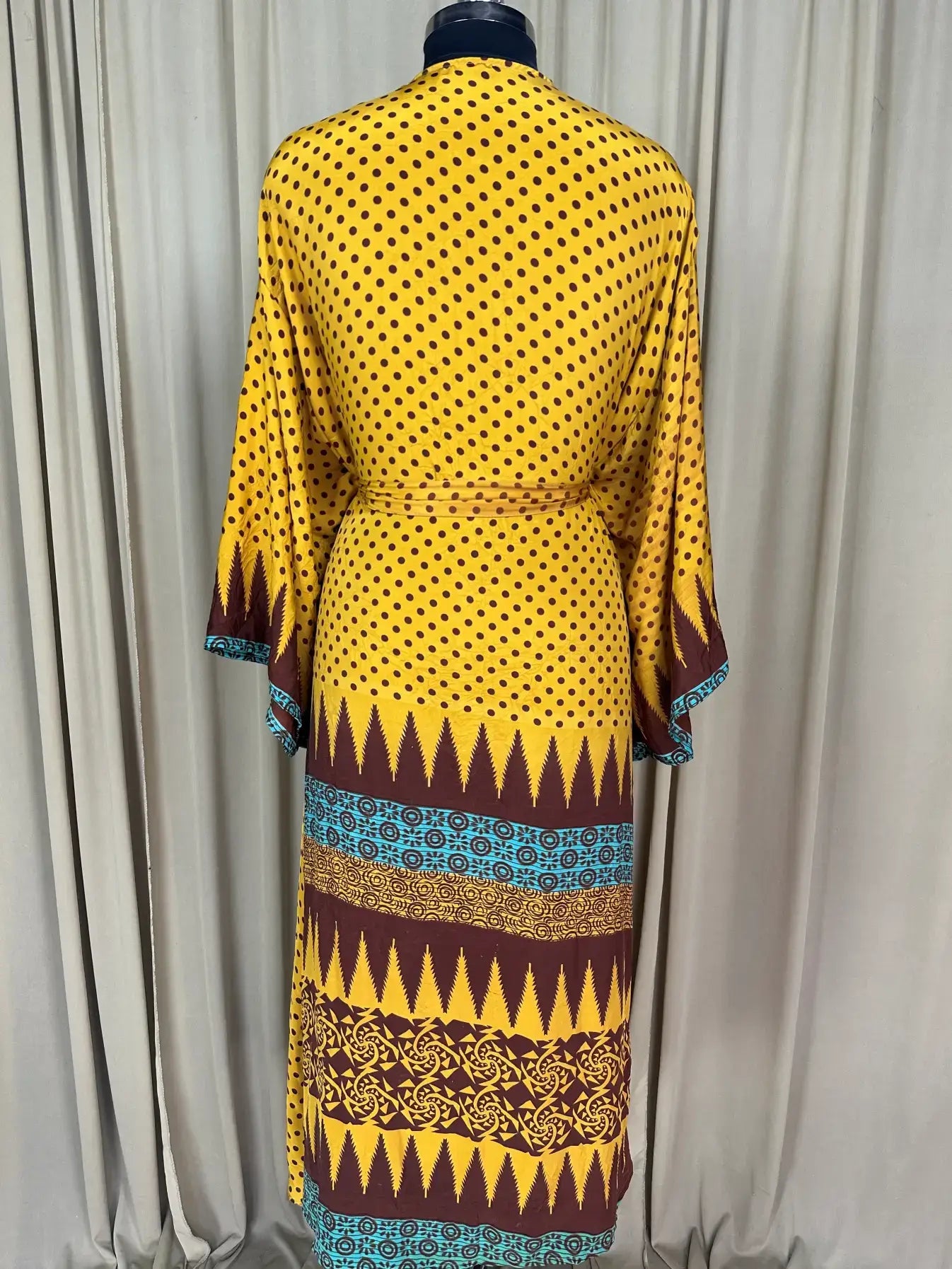 Boho Kimono House Robe Recycle Silk Beach Coverup - One Size