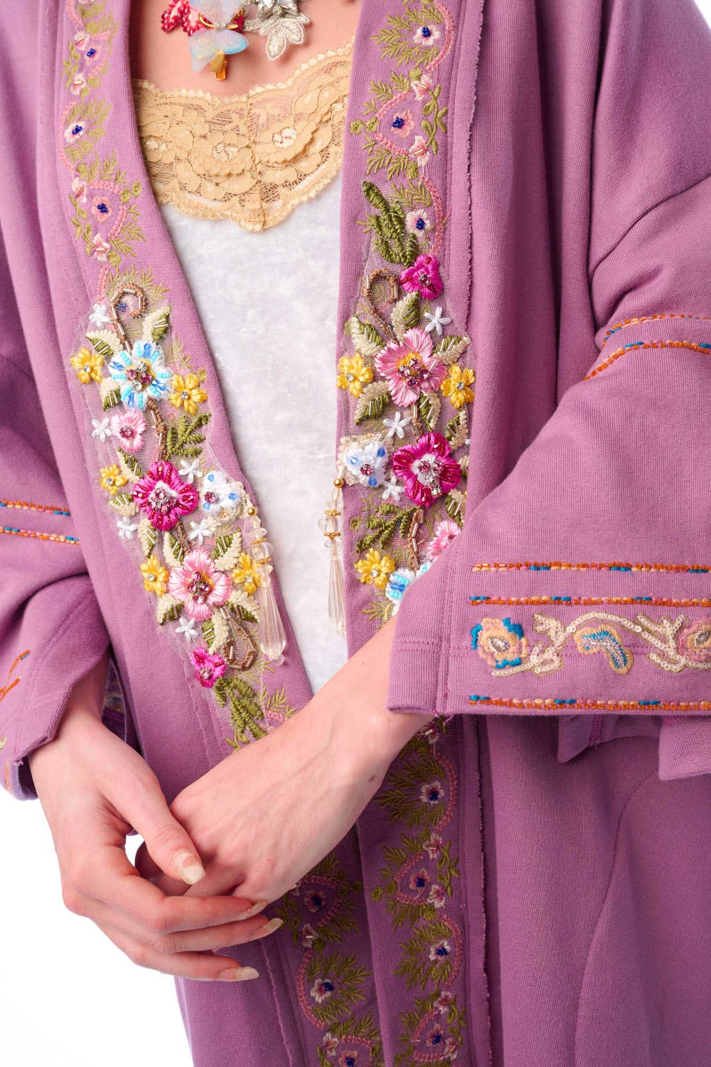 Juliette Embellished French Terry Kimono Jacket: Size Small to Medium