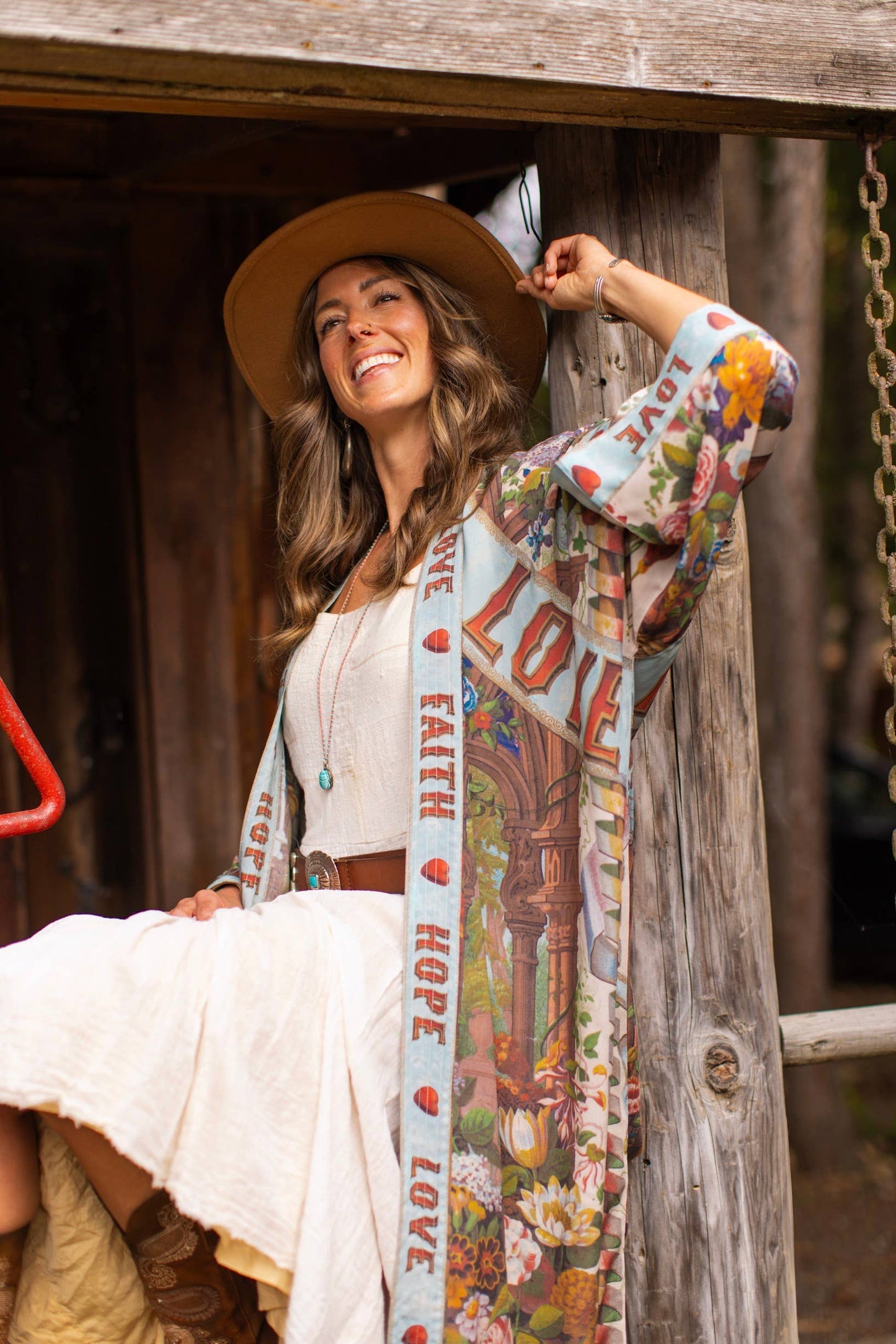 Love Language Opera Duster Kimono Robe w/ Faith, Hope