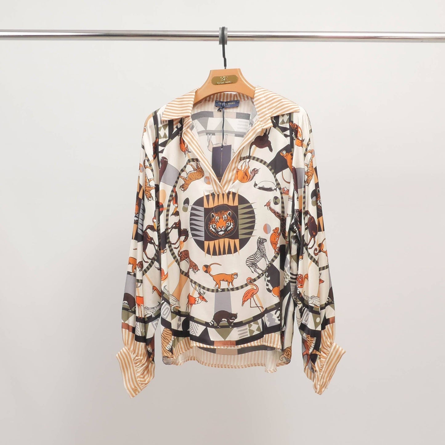 Jungle print blouse: Black- Size 14