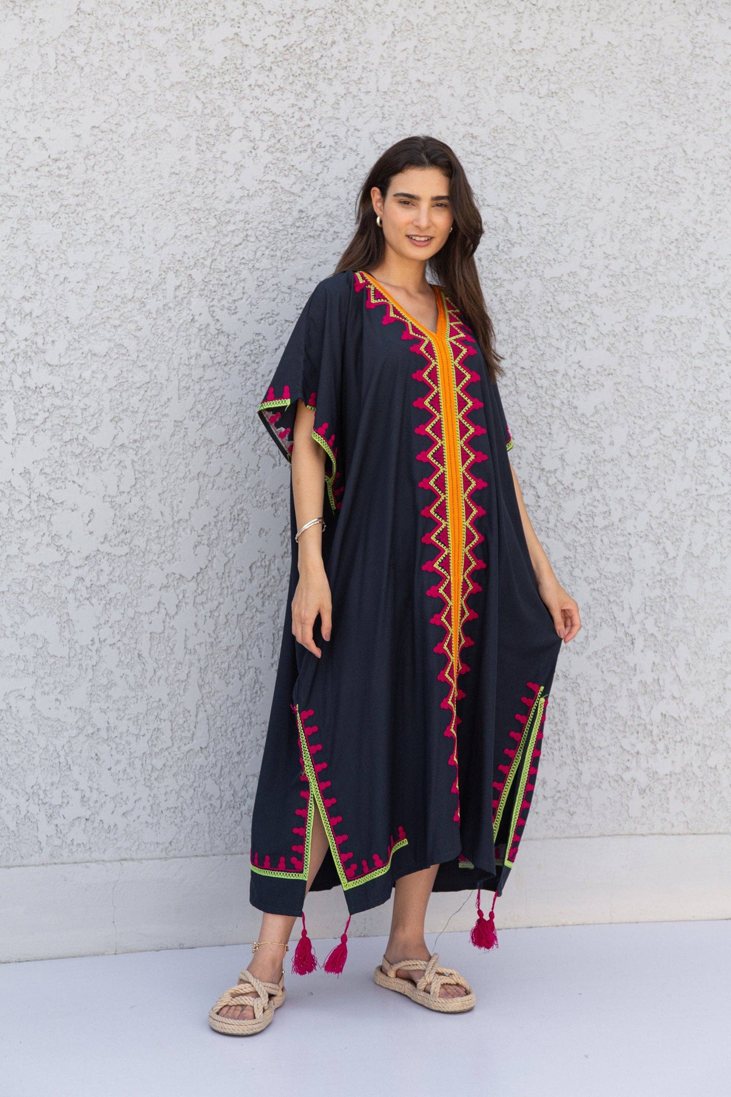 Dark Blue Egyptian Cotton Kaftan
