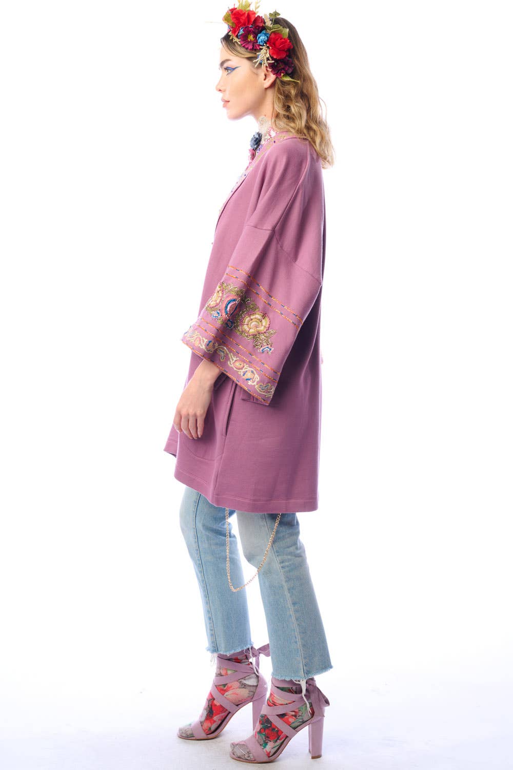 Juliette Embellished French Terry Kimono Jacket: Size Small to Medium