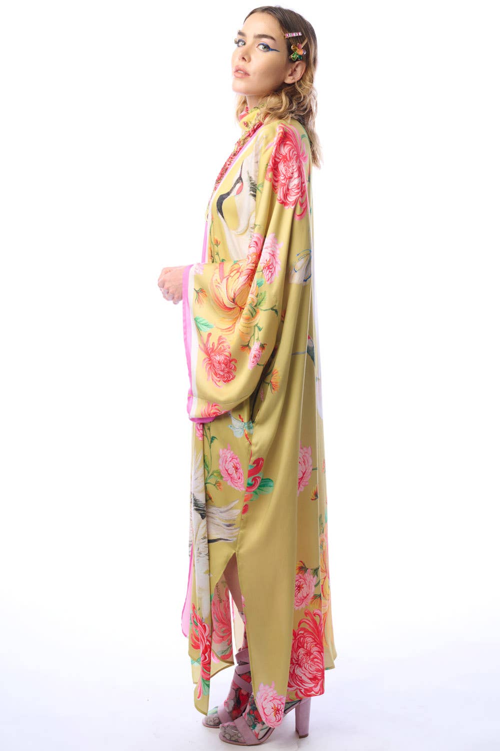 The Legend Of The Crane Maxi Kimono: Mustard / One Size