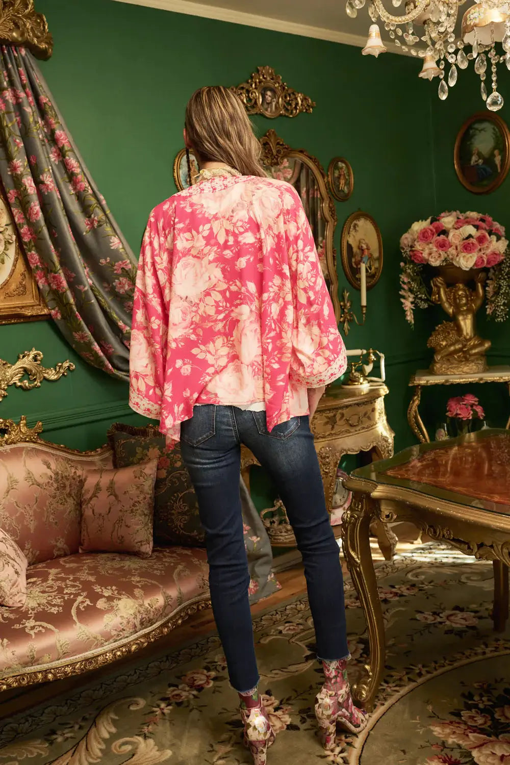 Fairy Rose Kimono: Fuchsia Rose / One Size