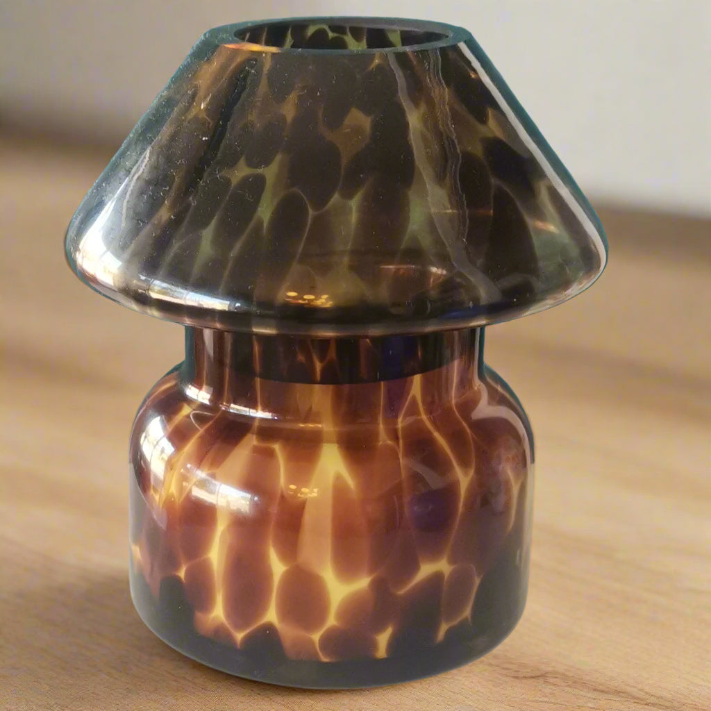 Leopard Glass Lamp Soy Candle in Cedar & Saffron