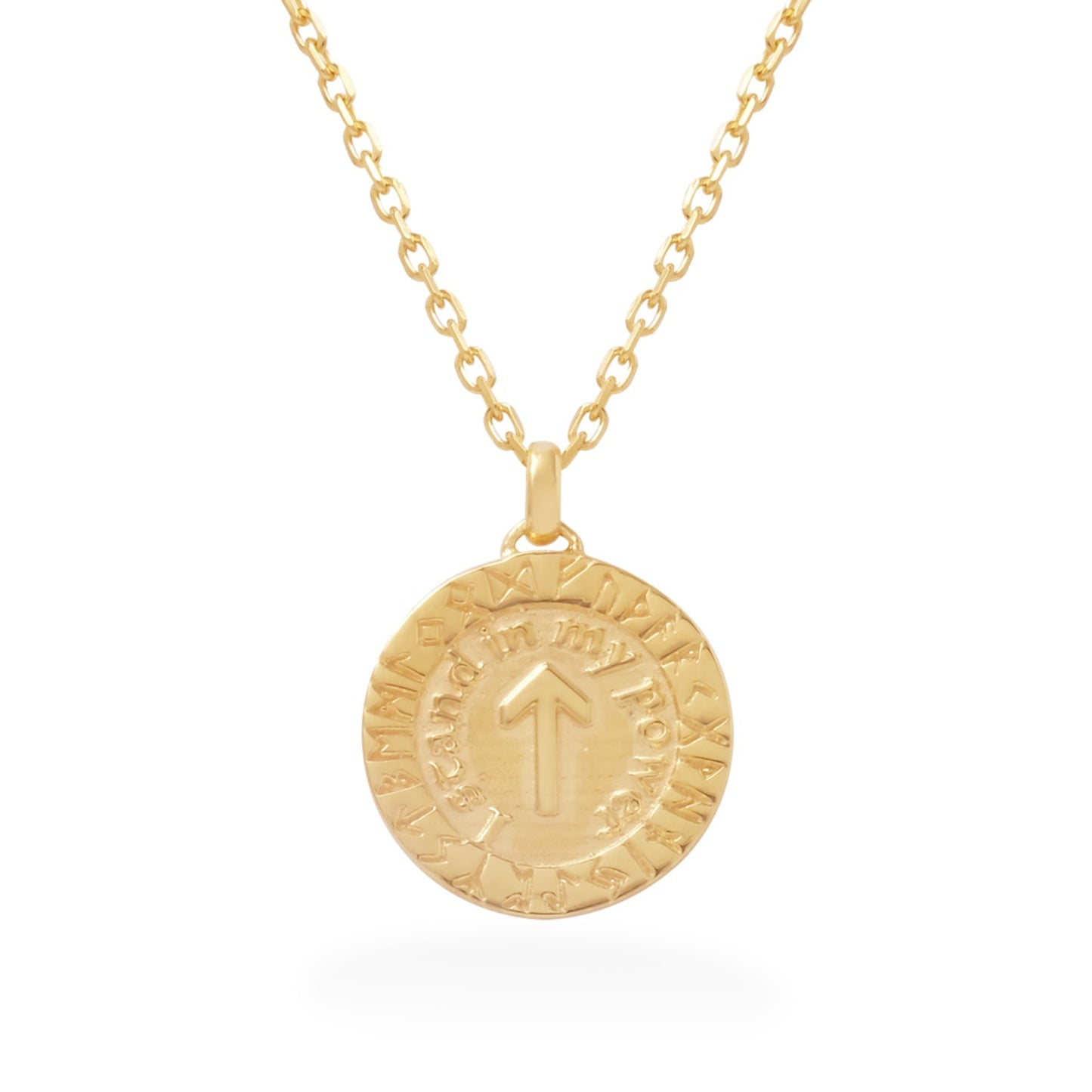 WARRIOR WOMAN TALISMAN MEDALLION & CHAIN in 18Kt YELLOW GOLD PLATED STERLING SILVER