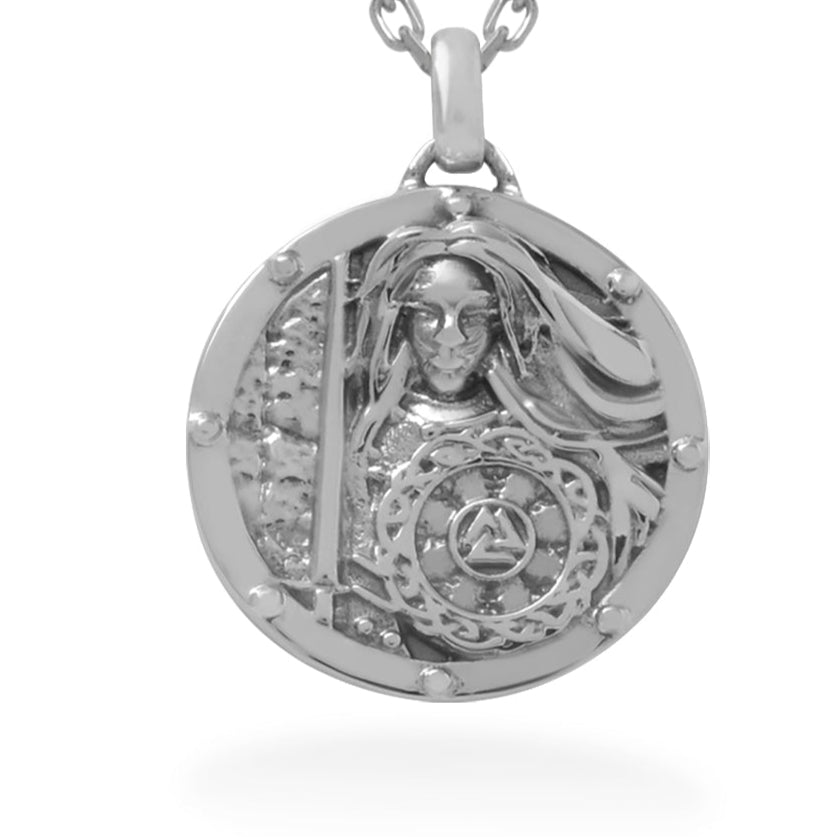 WARRIOR WOMAN TALISMAN MEDALLION & CHAIN IN STERLING SILVER