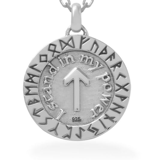 WARRIOR WOMAN TALISMAN MEDALLION & CHAIN IN STERLING SILVER