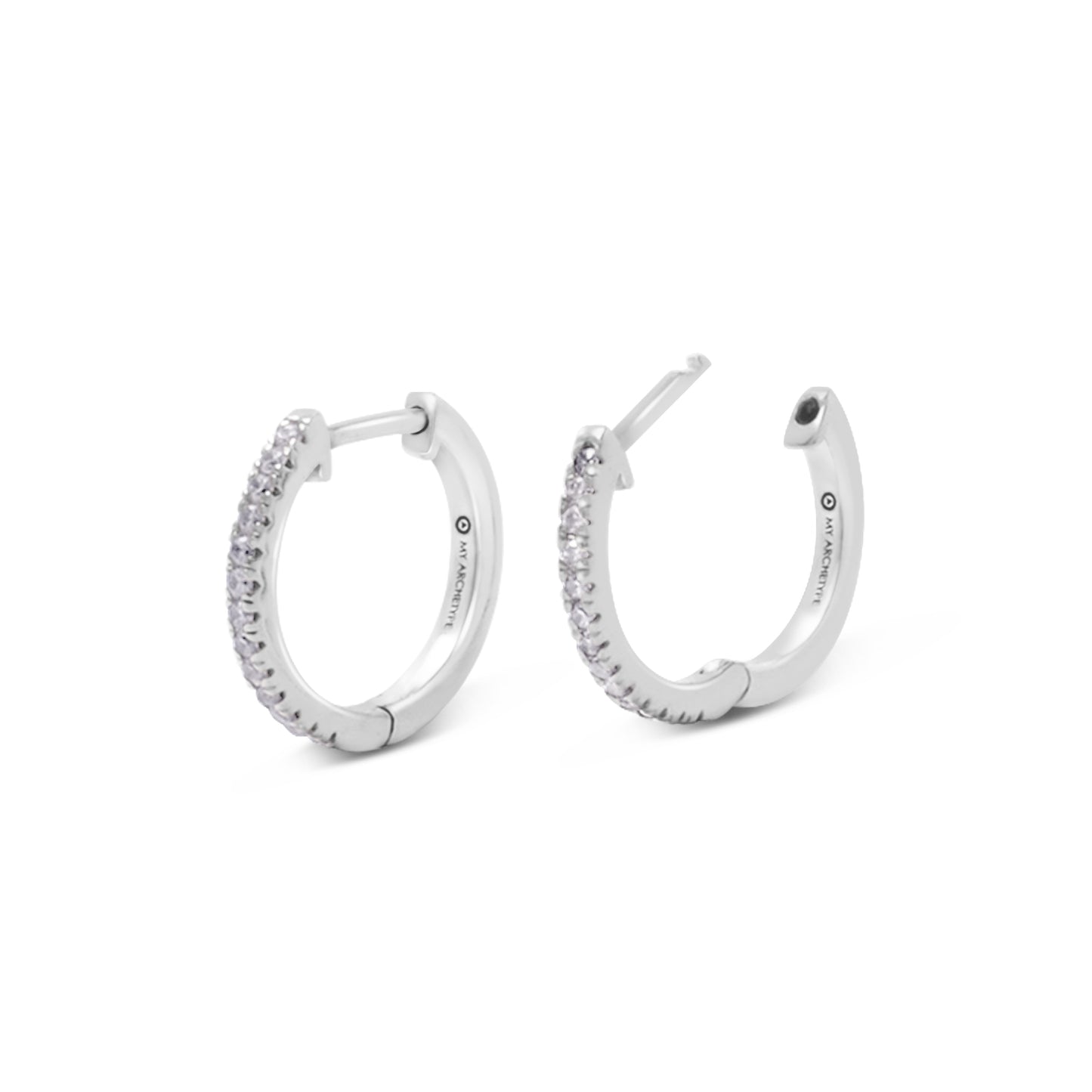 My Archetype White Zircon Mini Pave Huggies Sterling Silver Stud Earrings