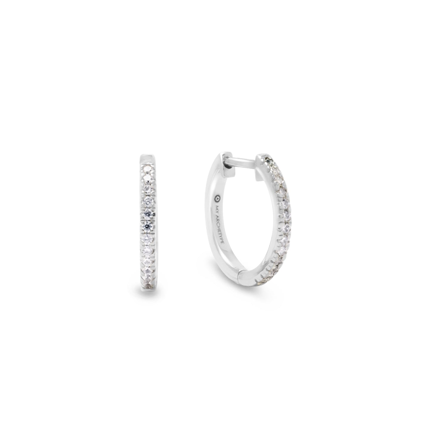 My Archetype White Zircon Mini Pave Huggies Sterling Silver Stud Earrings