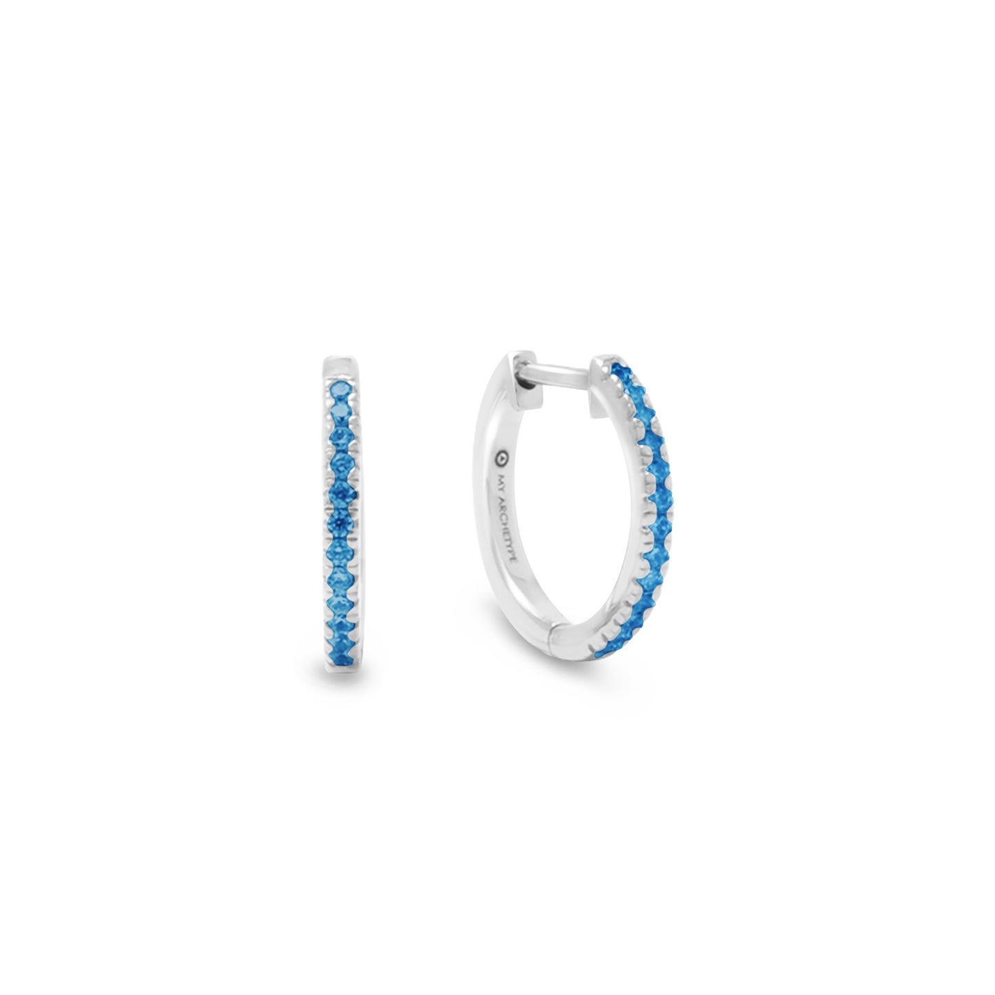 My Archetype Blue Zircon Mini Pave Huggies Sterling Silver Stud Earrings
