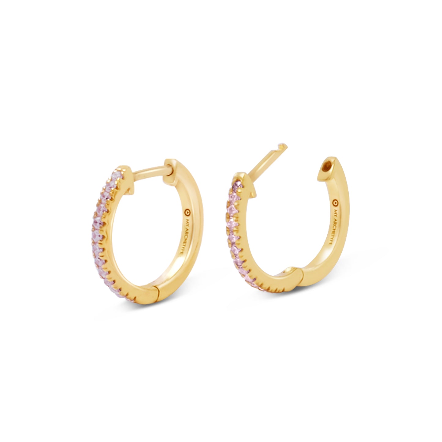 My Archetype Pink Zircon Mini Pave Huggies 18kt Yellow Gold/Sterling Silver Stud Earrings