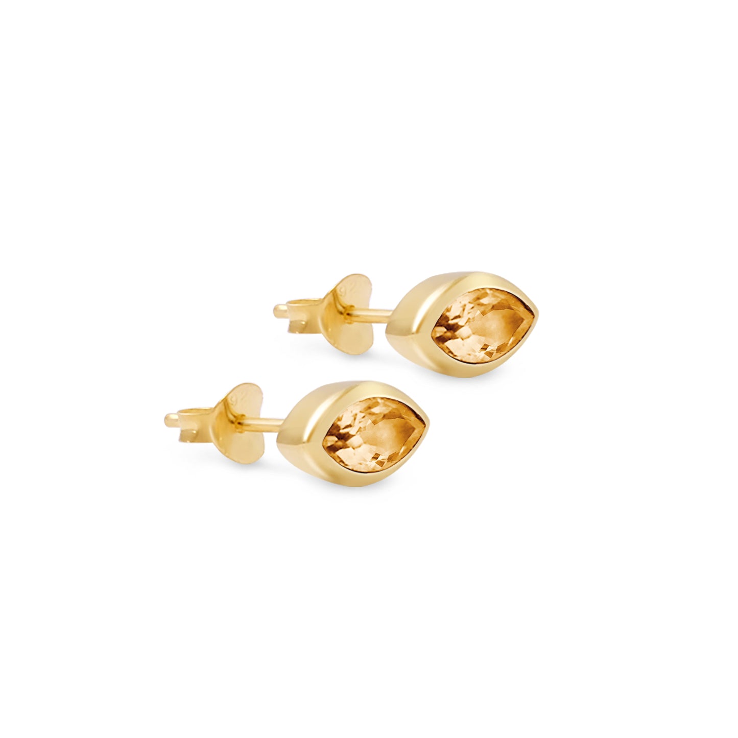 My Archetype Eye Citrine & 18kt Yellow Gold/Sterling Silver Stud Earrings