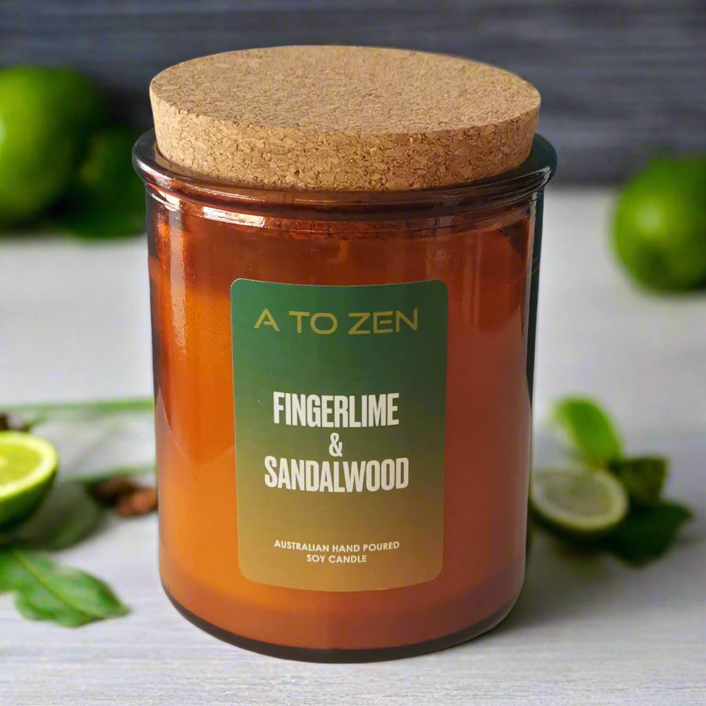 Fingerlime & Sandalwood Soy Candle -Medium