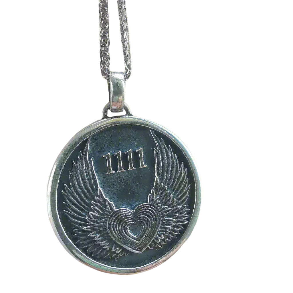 1111 ANGEL STERLING SILVER MEDALLION & CHAIN
